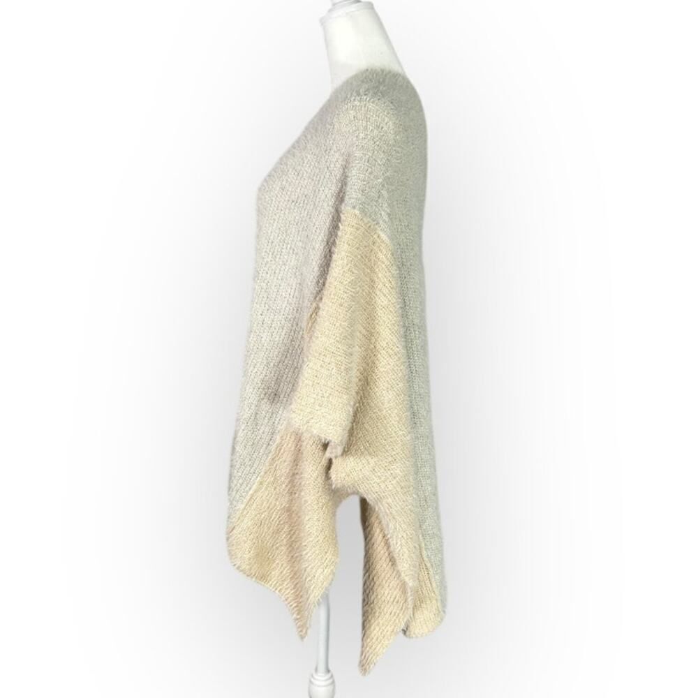 Saturday Sunday Open Front Cardigan Women's OS Beige Gray Asymmetrical Oversized - Picture 2 of 6